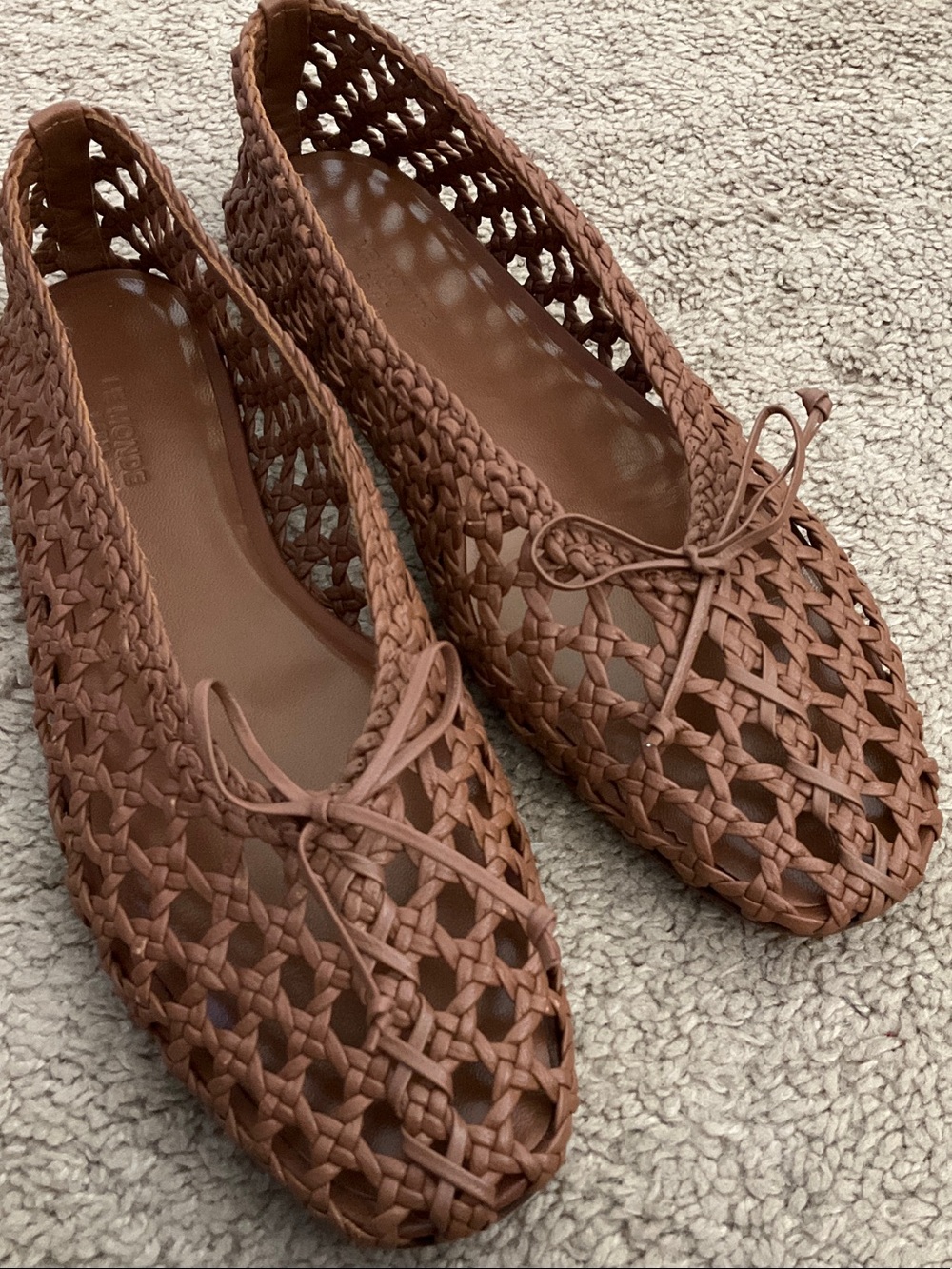 Zara Brown Woven Ballet Flats - Picture 2 of 9